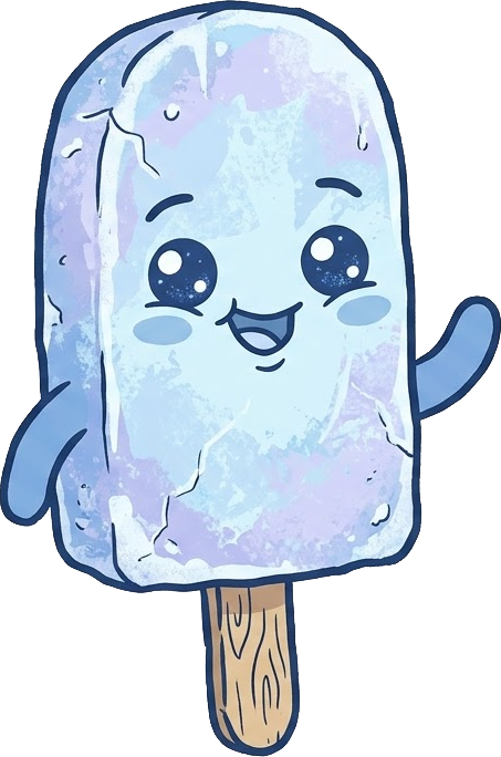 Glacipop mascot, a frozen popsicle